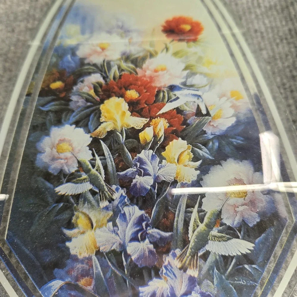 OK Lighting Touch Lamp Replacement Glass Shades Floral Hummingbird Set of 6